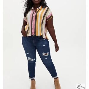 Torrid Challis Button Down Striped Shirt 4X